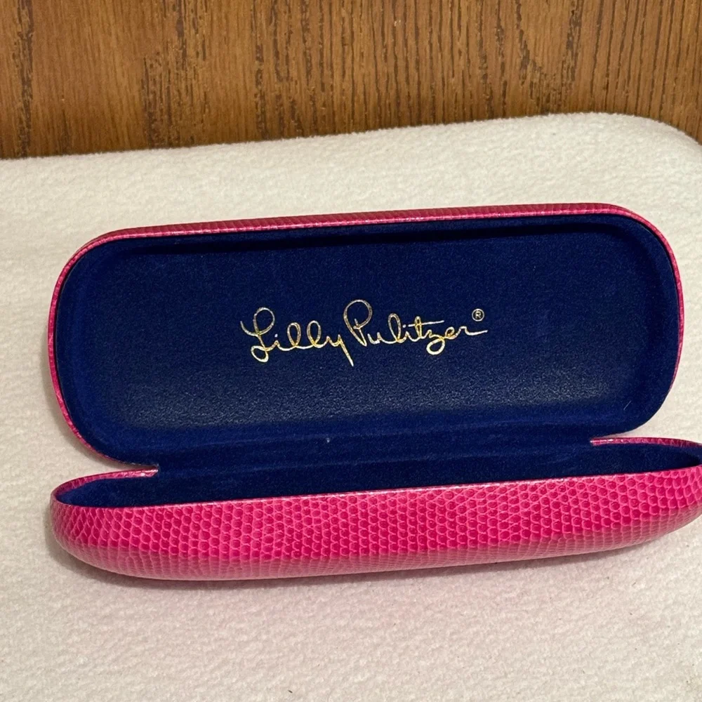 Lilly Pulitzer Pink Print Design Glasses Eyeglasses Sunglasses Case Hard Shell
